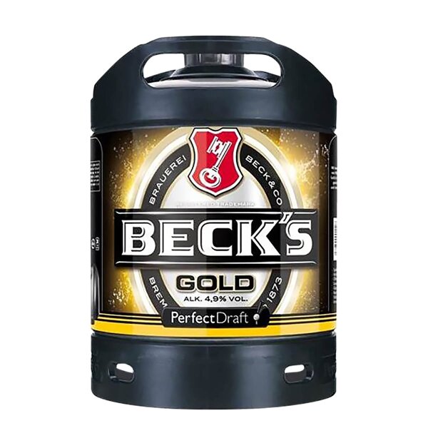Beck&acute;s Gold Perfect Draft 6 liter Fass MEHRWEG